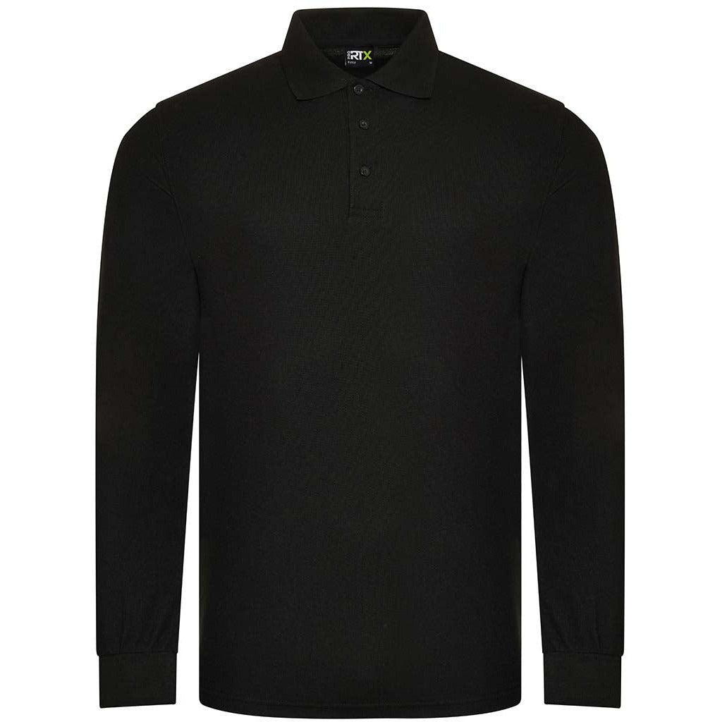 Pro RTX Pro Long Sleeve Piqué Polo Shirt - Black