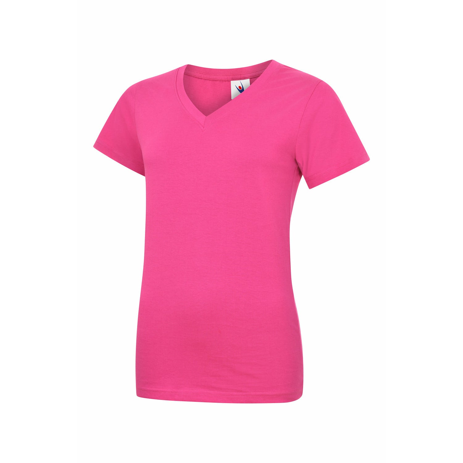 Ladies Classic V Neck T Shirt Hot pink