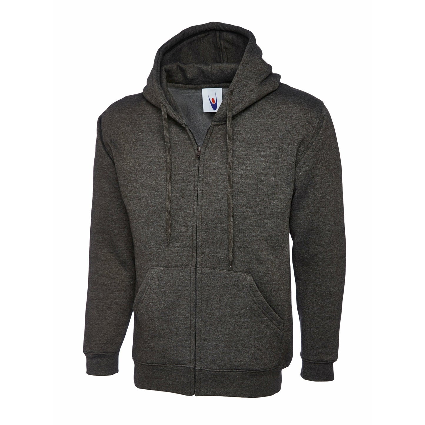 Adults Classic Full Zip Hooded Sweatshirt Charcoal Grey