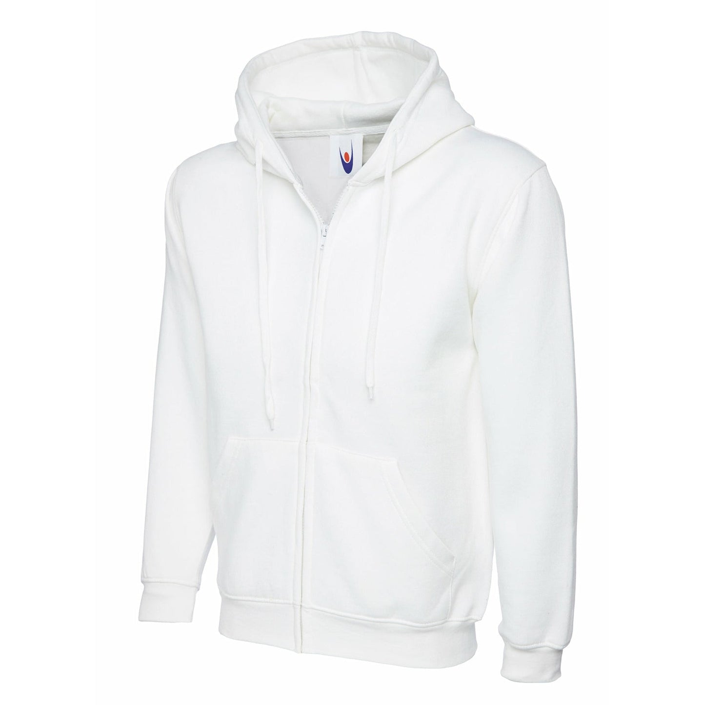 Adults Classic Full Zip Hooded Sweatshirt White