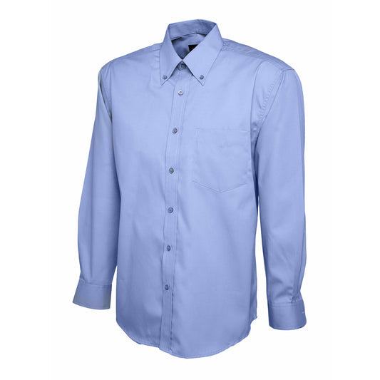Mens Pinpoint Oxford Full Sleeve Shirt - Mid Blue