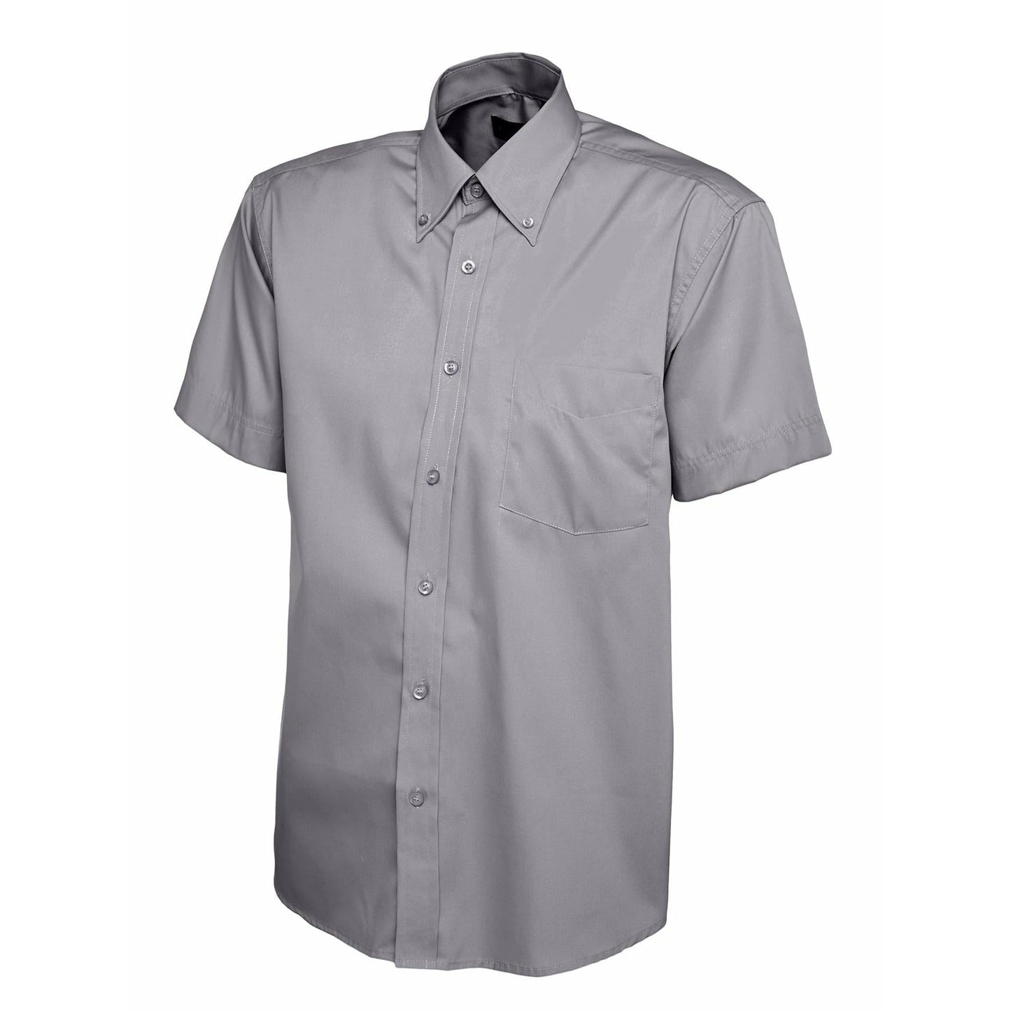 Mens Pinpoint Oxford Half Sleeve Shirt - Charcoal