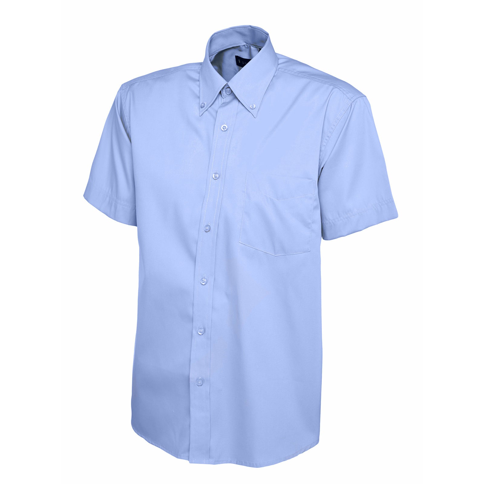 Mens Pinpoint Oxford Half Sleeve Shirt - Mid Blue