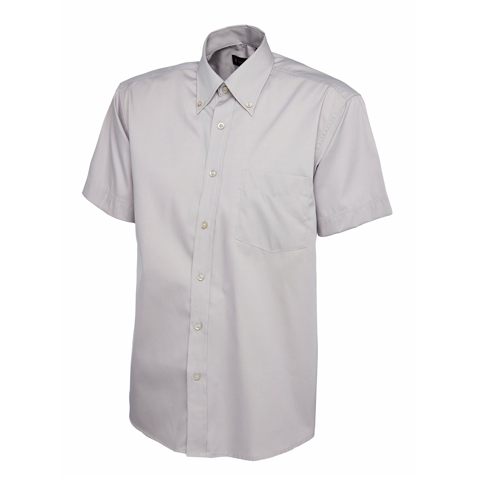 Mens Pinpoint Oxford Half Sleeve Shirt - Solid Grey