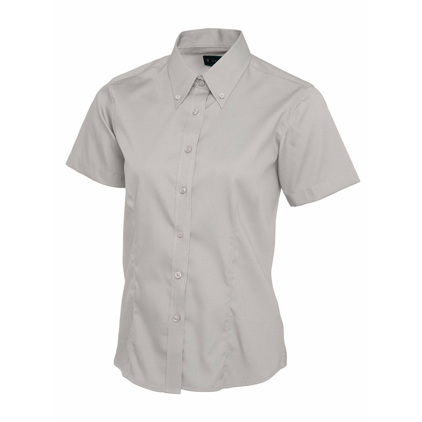 Ladies Pinpoint Oxford Half Sleeve Shirt - Solid Grey