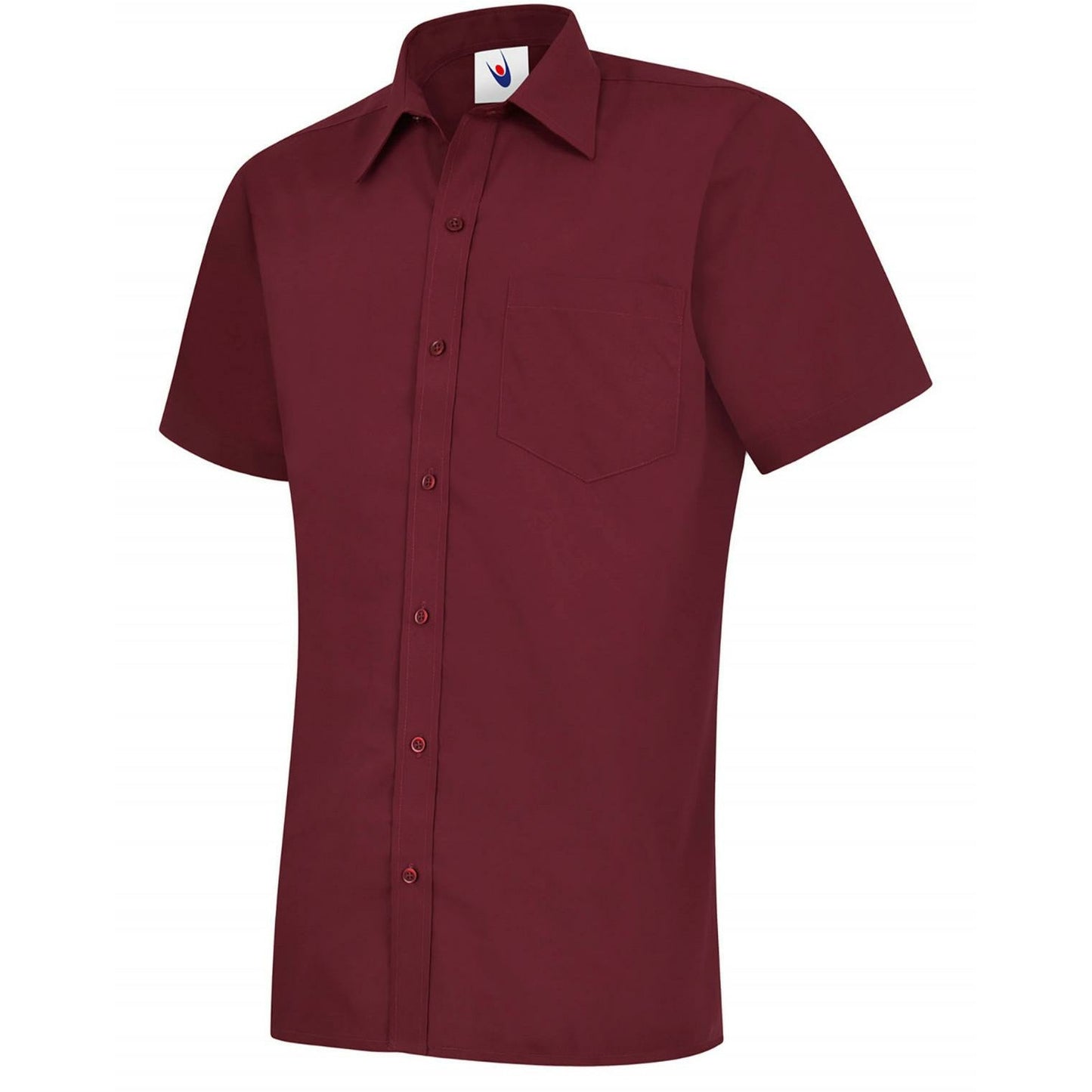 Mens Poplin Half Sleeve Shirt (14.5 - 16.5) - Burgundy