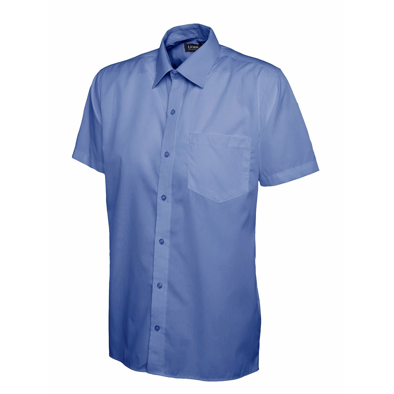 Mens Poplin Half Sleeve Shirt (14.5 - 16.5) - Mid Blue