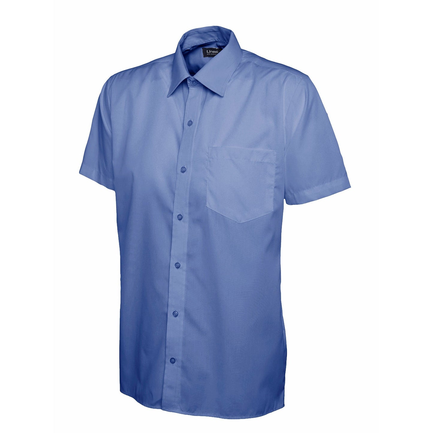 Mens Poplin Half Sleeve Shirt (17 - 19.5) - Mid Blue