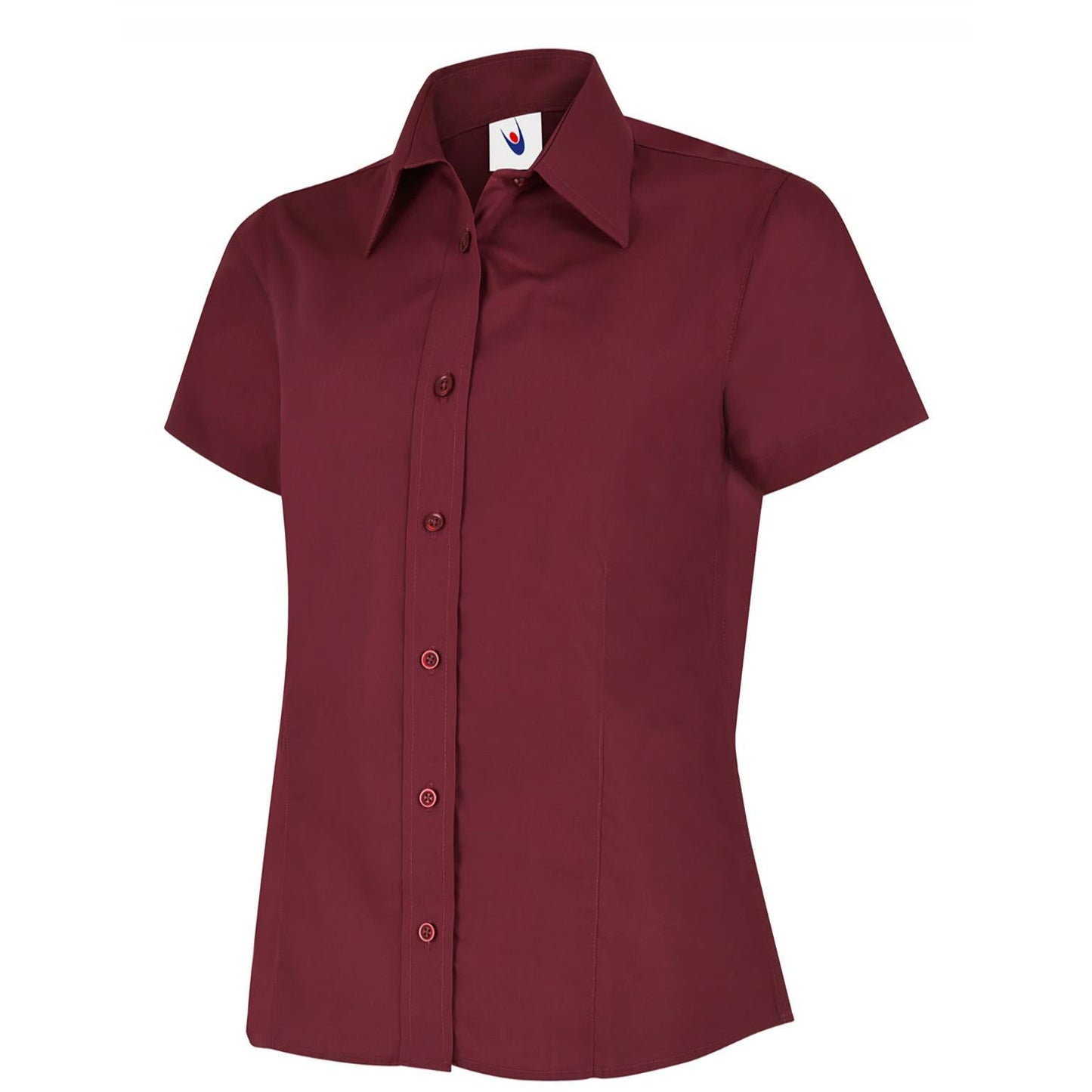 Ladies Poplin Half Sleeve Shirt - Burgundy