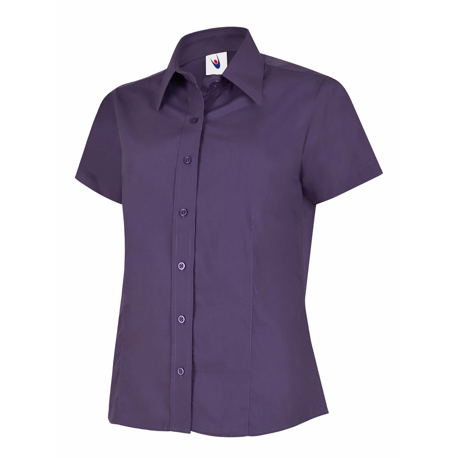 Ladies Poplin Half Sleeve Shirt - Purple