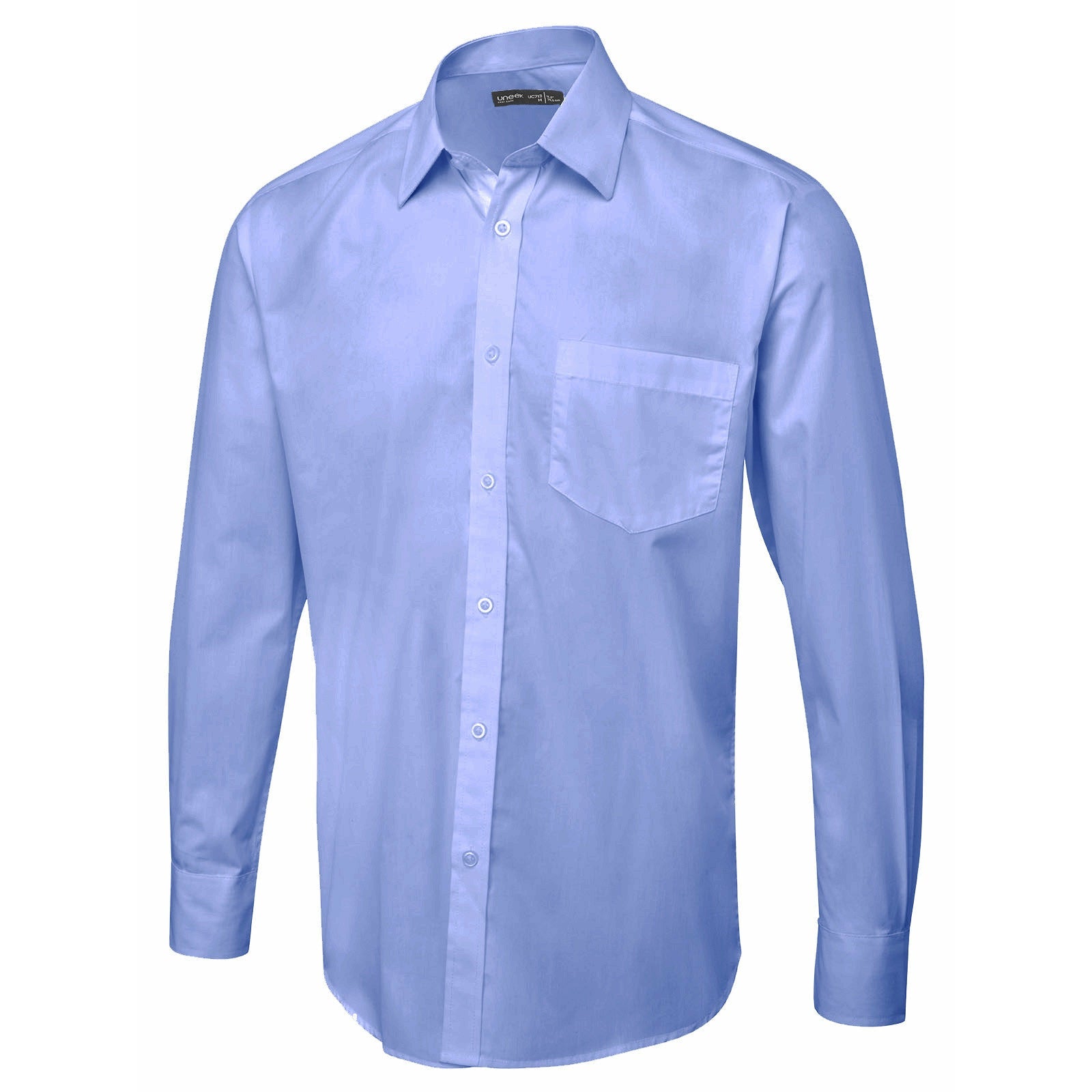Men's Long Sleeve Poplin Shirt - Mid Blue